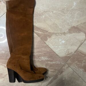 Brown Suede Knee-High Boots